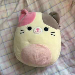 Squishmallow 7” Karina the Calico Cat Sparkly Belly Pink Gray White